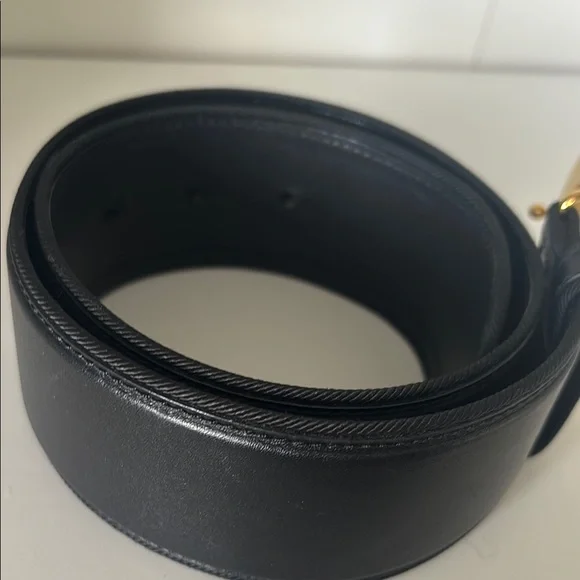 Elegant Black Leather Cartier Belt